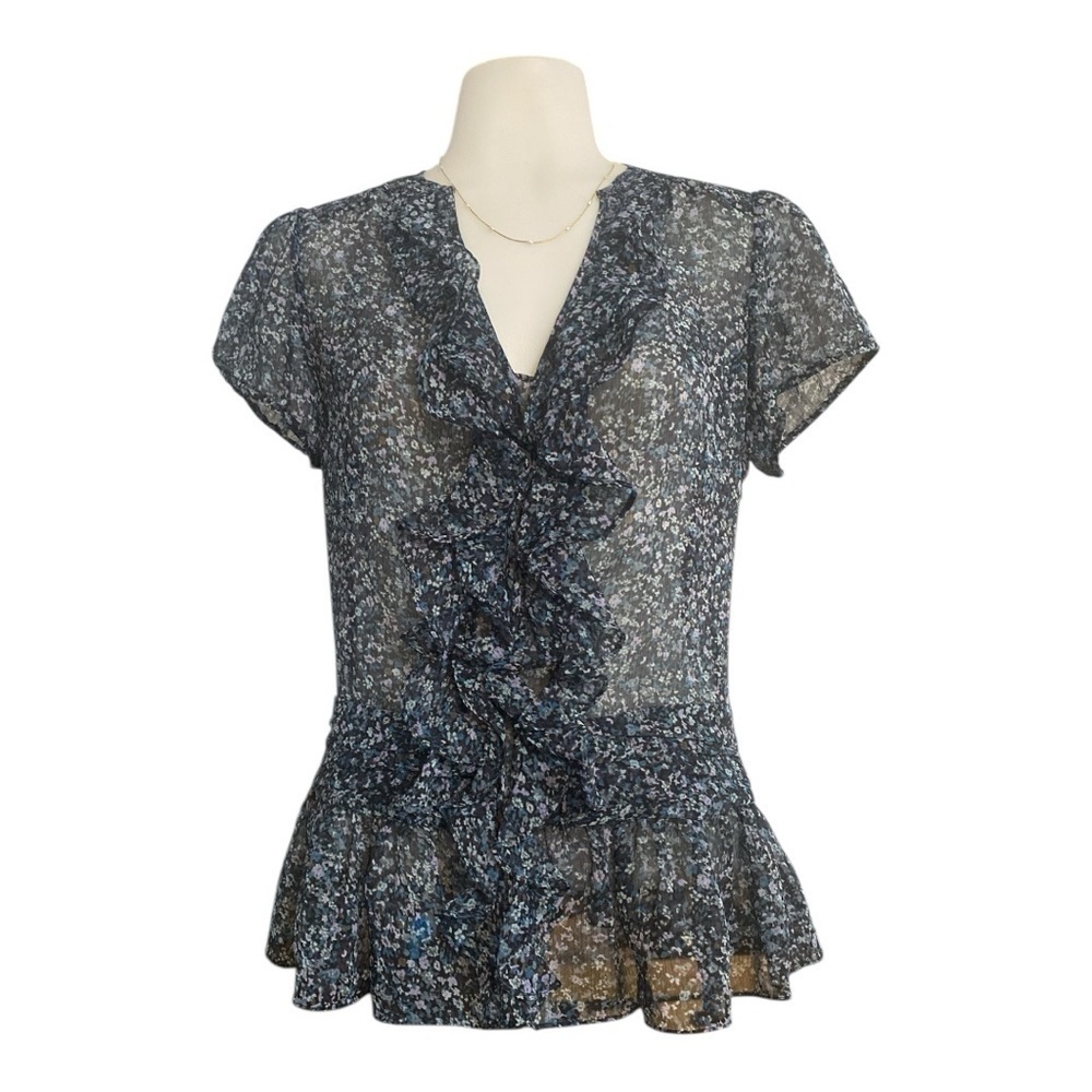 Express Floral Ruffle V-Neck Blouse